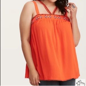 Torrid Orange Guaze Embellished Strappy Tank